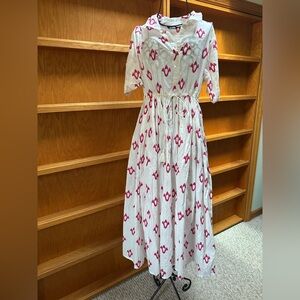 ZUDIO White and Pink Patterned Dress